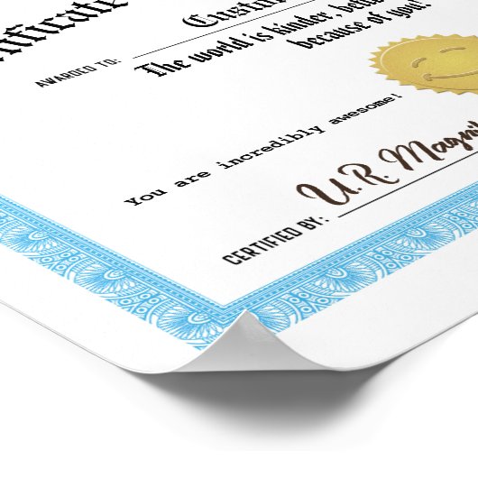 Certificaat van uitmuntendheid, vriendelijkheid Aw Poster (Hoek)