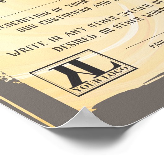 Certificaat van uitmuntendheid werknemer vrijwilli poster (Hoek)