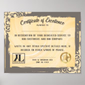 Certificaat van uitmuntendheid werknemer vrijwilli poster (Voorkant)