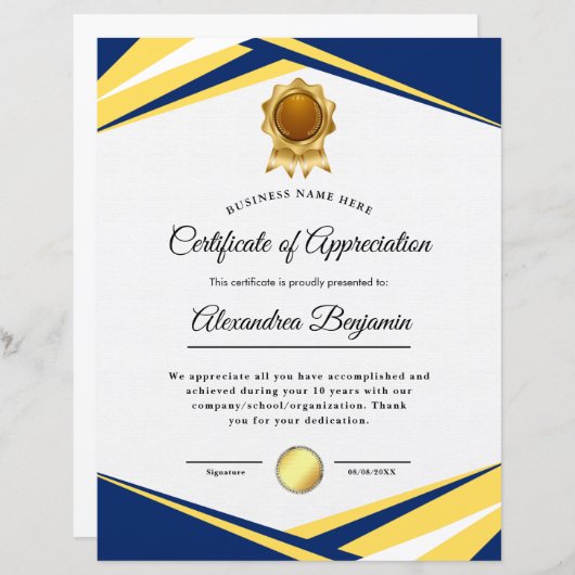 Certificaat van voltooiing (Voorkant / Achterkant)