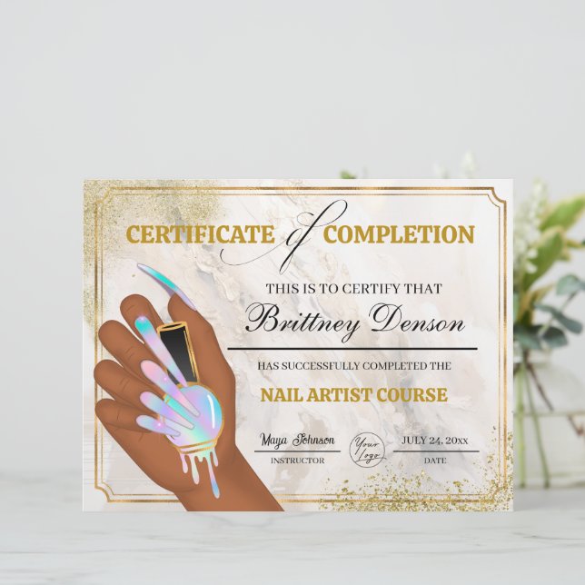Certificaat van Voltooiing Award Nageltechnicus (Staand voorkant)