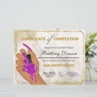 Certificaat van Voltooiing Award Nail Technician
