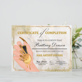 Certificaat van Voltooiing Award Nail Technician