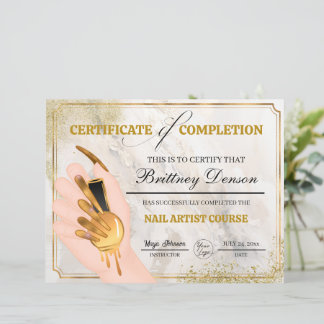 Certificaat van Voltooiing Award Nail Technician