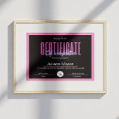certificaat van voltooiing awards roze en zwart poster