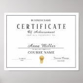 certificaat van voltooiing awards zwart-wit poster (Voorkant)