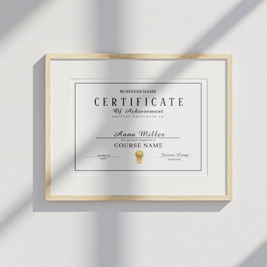 certificaat van voltooiing awards zwart-wit poster