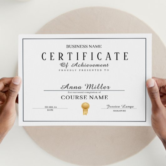 certificaat van voltooiing awards zwart-wit poster