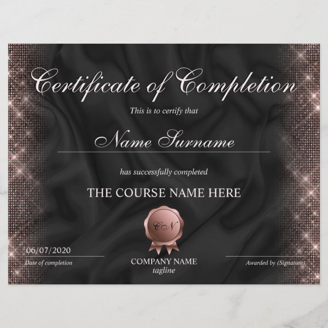 Certificaat van voltooiing bekroonde Makeup-cursus (Voorkant)