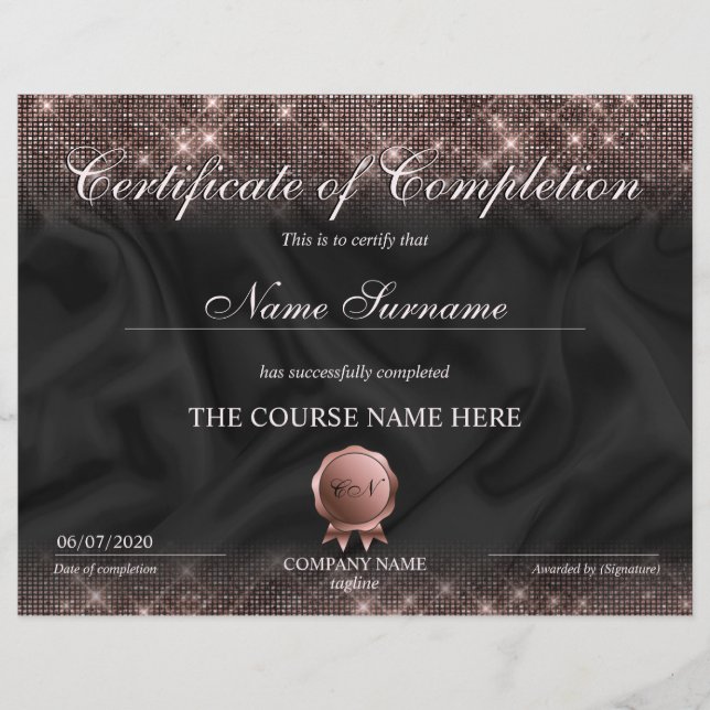 Certificaat van voltooiing bekroonde Makeup-cursus (Voorkant)