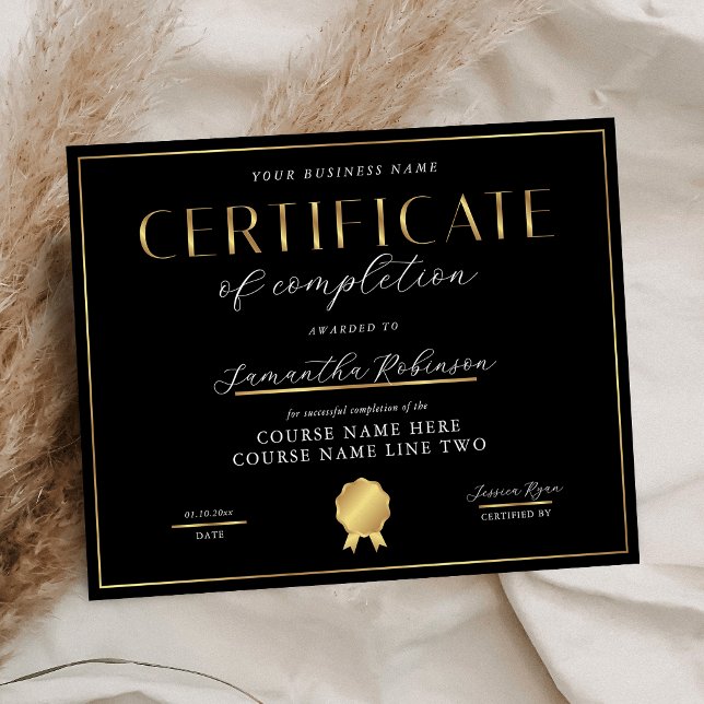 Certificaat van voltooiing Black & Gold Badge Awar (Creator heeft geüpload)