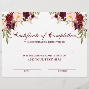 Certificaat van voltooiing Bourgogne Floral