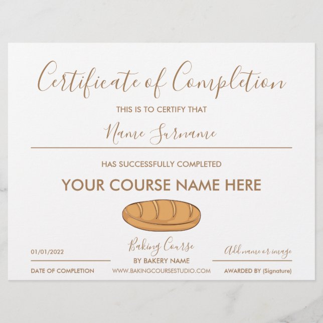 certificaat van voltooiing brood bakken (Voorkant)