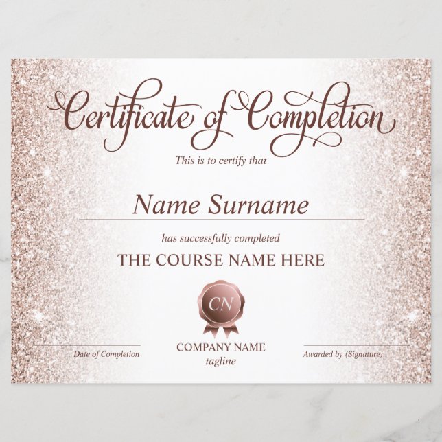 Certificaat van Voltooiing Cursus Voltooiing (Voorkant)