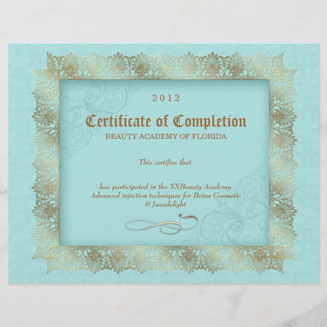 Certificaat van voltooiing Diploma Beauty Blue (Voorkant)