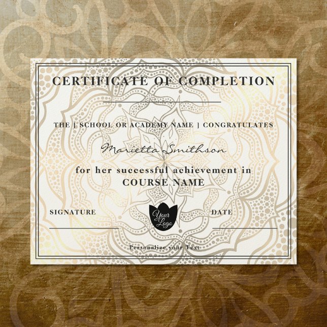 Certificaat van voltooiing Gold Mandala Yoga Reiki (Creator heeft geüpload)