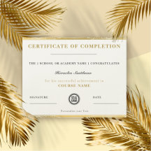 Certificaat van voltooiing Gold Modern Elegant Chi