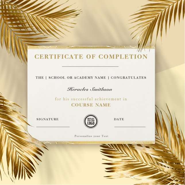 Certificaat van voltooiing Gold Modern Elegant Chi (Creator heeft geüpload)