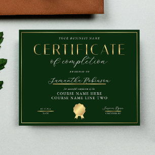 Certificaat van Voltooiing Groene & Gouden Badge P