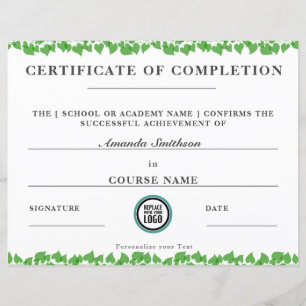 Certificaat van Voltooiing Modern Elegant Loofwerk