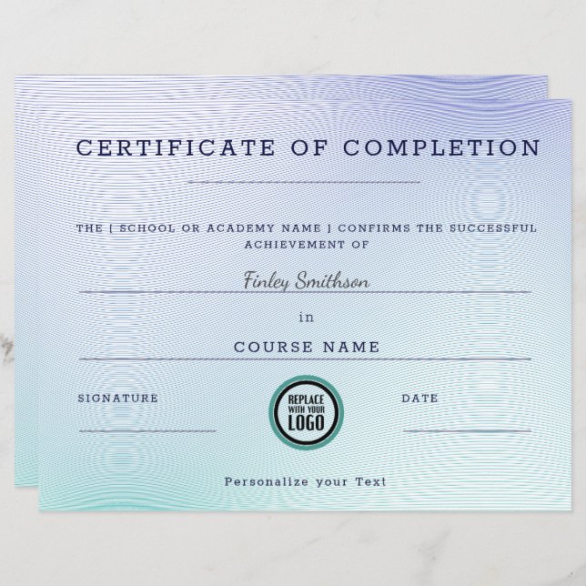 Certificaat van voltooiing Modern Moiré-effect (Voorkant / Achterkant)