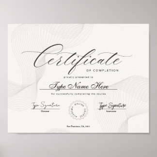 Certificaat van voltooiing, prestatie, diploma poster