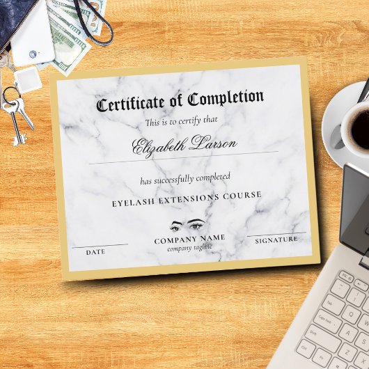 Certificaat van voltooiing Proficiency Marble Them
