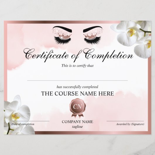 Certificaat van voltooiing van de cursus (Voorkant)