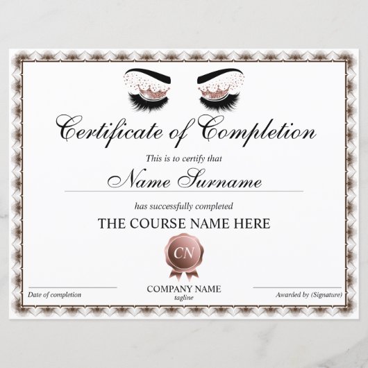 Certificaat van voltooiing van de cursus (Voorkant)