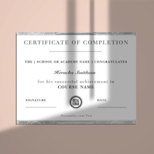 Certificaat van voltooiing Zilver Modern Elegant