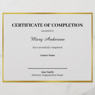 Certificaat van voltooiing Zwart Wit en Goud