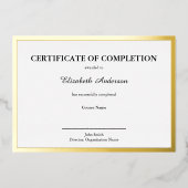 Certificaat van voltooiing Zwart Wit & Goud Kaart (Voorkant)