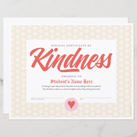 Certificaat van vriendelijkheid (Voorkant / Achterkant)