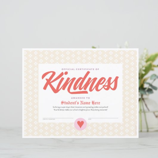 Certificaat van vriendelijkheid (Staand voorkant)