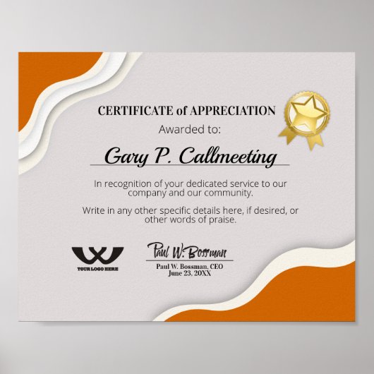 Certificaat van vrijwillige waarmerking poster (Voorkant)