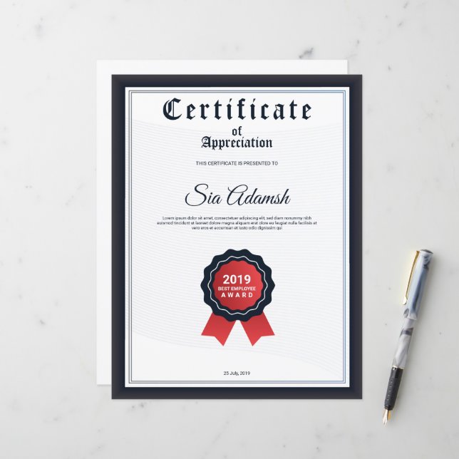 Certificaat van Waardering (Voorkant / Achterkant in situ)