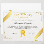 certificaat van waardering (Voorkant / Achterkant)
