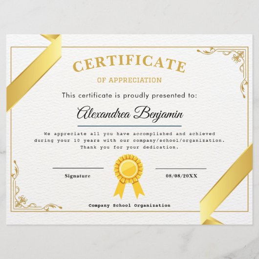 certificaat van waardering (Voorkant)