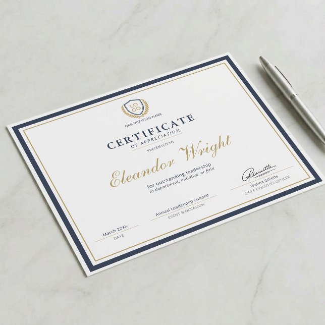 Certificaat van Waardering met Eigen Logo in Marin (Creator heeft geüpload)