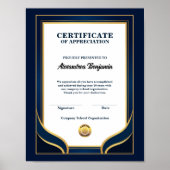 Certificaat van waardering prestatie awards poster (Voorkant)