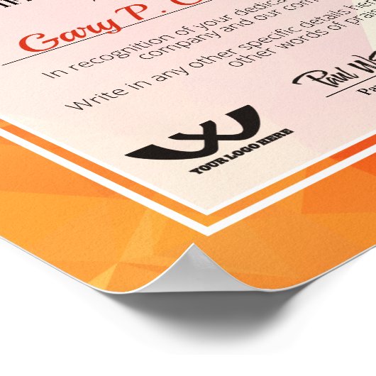 Certificaat van waardering van vrijwilligers poster (Hoek)