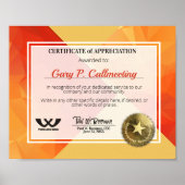 Certificaat van waardering van vrijwilligers poster (Voorkant)