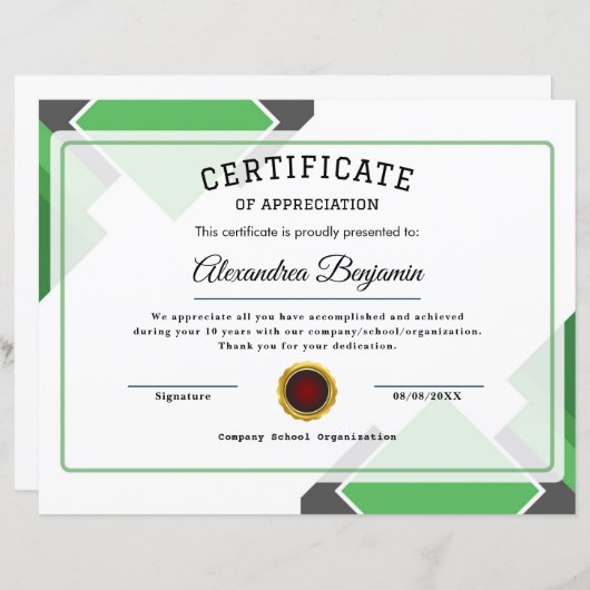 Certificaat van waarmerking (Voorkant / Achterkant)