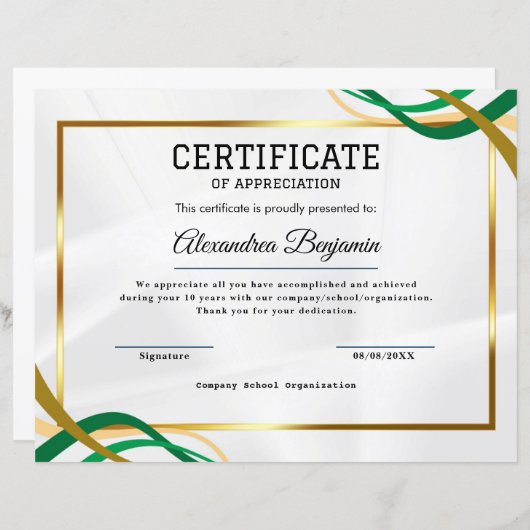 Certificaat van waarmerking (Voorkant / Achterkant)