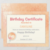 Certificaat van winningskunstenaar voor ballongebl (Voorkant / Achterkant)