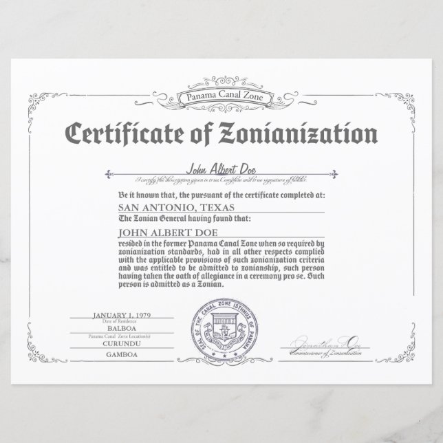 Certificaat van Zonisering (Voorkant)