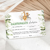 Certificaat voor de adoptie van wilde dieren in de kaart