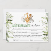 Certificaat voor de adoptie van wilde Safari-diere Kaart (Voorkant)