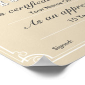 Certificaat voor de toekenning van een lange servi poster (Hoek)