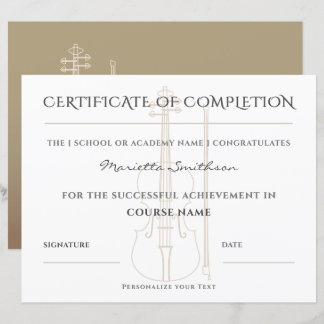 Certificaat voor voltooiing van moderne cursus weg